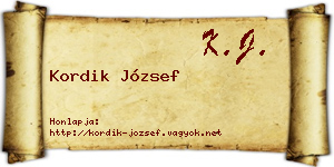 Kordik József névjegykártya